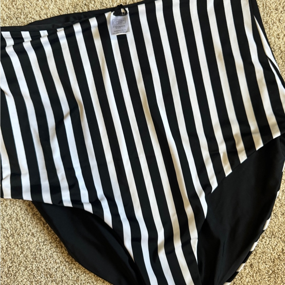 Black and White Striped Swimsuit Bottom